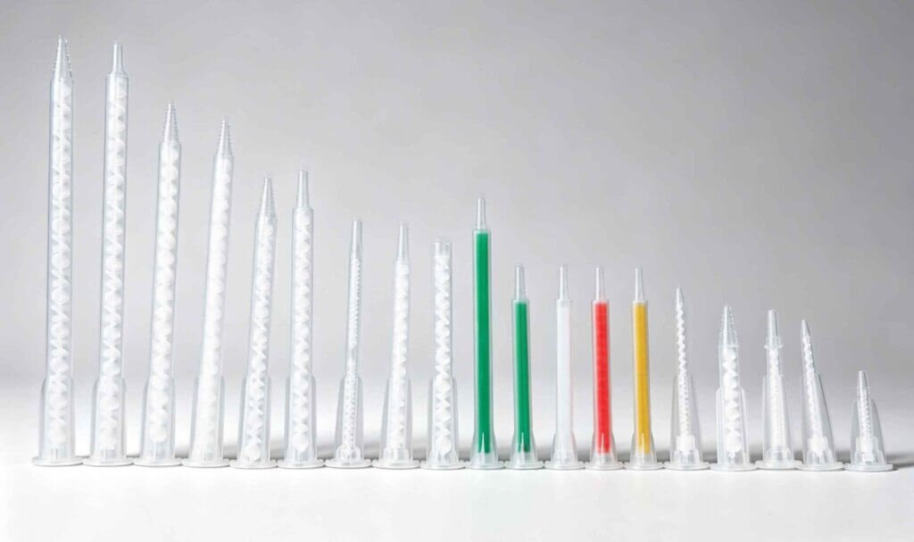 Bayonet static mixer product lineup for 2K adhesive cartridges