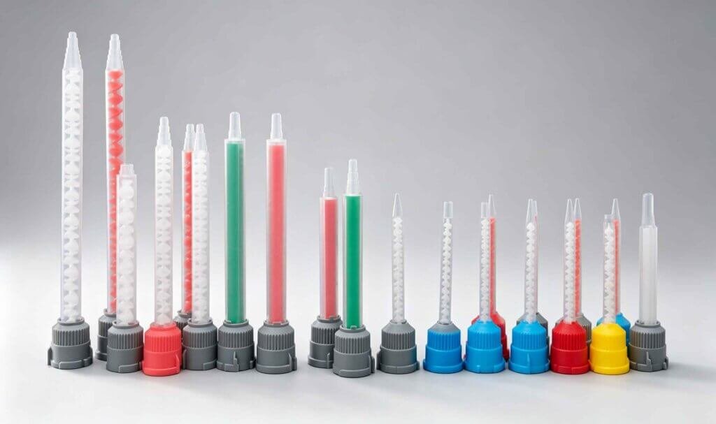 Quadro static mixer product lineup for two-component adhesive dispensing