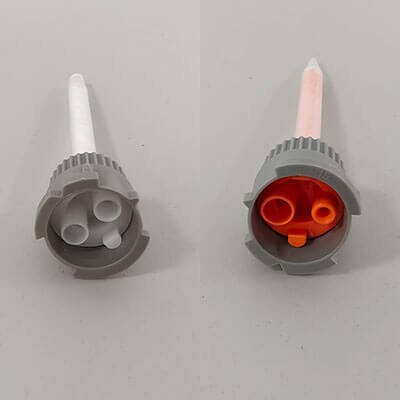 Quadro static mixer element detail for efficient 2K adhesive mixing