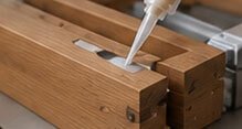 Static mixing nozzle application for furniture and woodworking adhesive bonding